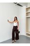 New Season Double Pleated Double Bridged Buttoned Bol P Wide-Leg Leg Palazzo Linen Linen Pants - 3