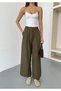New Season Double Pleated Double Bridged Buttoned Bol P Wide-Leg Leg Palazzo Linen Linen Pants - 4