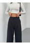 New Season Double Pleated Double Bridged Buttoned Bol Pa Wide-Leg Leg Woven Woven Palazzo Pants