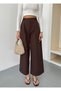 New Season Double Pleated Double Bridged Buttoned Bol Pa Wide-Leg Leg Woven Woven Palazzo Pants - 7