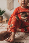 100% Cotton Cotton Piece Bear with Hat Printed Baby&Child Pajama Set Red - 6