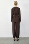 Brown Tie-Up Double-Breasted Jacket and Comfortable Trousers with Elastic Cuffs - Top and Bottom Set 60610 60283990 - 3