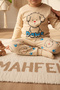 100% Cotton Piece Paws Printed Baby & Kids Pajama Set Cream - 3