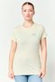 Women Round Neck Short Sleeve Brand Logo T-Shirt, Beige