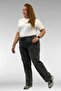 69001 Plus Size Elastic Waist Pocket Look Stoned Jeans - Black - 5