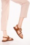 Genuine Leather Vaketa Parmak Arlas Sandals Crm.501 Taba - 4