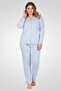 Women 2 PIeces Allover Print Top And Bottom Pyjama Set, Sky Blue