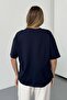 Women's Crew Neck Heart Cherry Accessory 100% Cotton T-Shirt Navy Blue - 26Y 26521 - 5