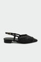 Megan Knitted Detail Black Women's Flat Ballet Flats