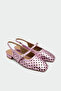 Elina Laser Cut Detailed Pink Flat Women's Shoes Ballet Flats - 2