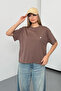 Women's Crew Neck Heart Cherry Accessory 100% Cotton T-Shirt Light Brown - 26Y 26521 - 3
