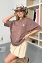 Women's Duck Embroidered 100% Cotton T-Shirt Set of Cotton Light Brown - 26Y 26506 - 4