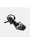 Women's Black Stoned Metal Buckle Heeled Evening Dress Sandals - 7
