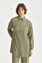 Mesh and Stone Accessory Detail Rayon Trousers Tunic Set Khaki - 2