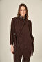 Women's Collar Stone Detailed Jacquard Double Suit Brown 31330 - 3
