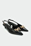 Siyors Stoned Bow Women's Black Heeled Shoes