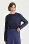 Plus Size Basic Knitted Rayon Blouse Navy Blue - 2