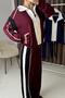 Women's Paneled Zipper Set Modal Burgundy - 5