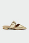 Snow Buckle Detail Gold Flat Women's Slipper - 2