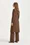 Double-Breasted Closed Long Blazer Poly. Viscose Basic Jacket Brown - 4