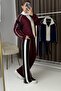 Women's Paneled Zipper Set Modal Burgundy - 2
