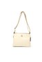 Women's Faux Leather Adjustable Cross Strap Shoulder Bag with 4 Compartments and Metal Zipper S-1329 Cream - 4