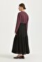 Asymmetrical Ruched Detail Viscose Skirt Black - 4