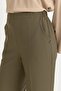 Elastic Waist Basic Ironed Trousers Khaki - 3