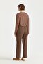 Elastic Waist Canvas Wide-Leg Basic Cotton Trousers Brown - 4
