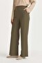 Elastic Waist Basic Ironed Trousers Khaki - 2