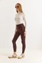 Women's Brown High Waist Stretchy and Shaping / Sculpting Sports Leggings - 2
