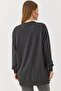 Women's striped stone embellished oysho fabric long sleeve tunic - anthracite - 5