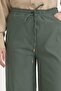 Elastic Waist Canvas Wide-Leg Basic Cotton Trousers Emerald - 3
