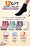 12-Piece Women's Striped Mid-Calf Cotton Socks Pack 252 Mixed-4 Dusty Rose, Water Green, Gray, Ecru - 3