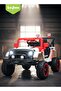 Trekker Kids Electric Jeep with Remote, LED Lights & Music, 3–6 Years (Red & White) - 2