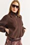 Brown Zippered Pocket piece polo collar Melton bomber jacket - 3
