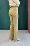 Stretch Fabric Crepe Knitted Fabric High Waist Striped Trousers Green - 3