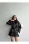 Medium Length Leather Trench Coat with Shoulder and Sleeve Epaulettes - 2