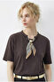 Women's Cocoa Buckle Scarf Detailed Basic T-Shirt 7601 60283978 - 3