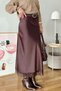 Women's Brown Guipure Lace Satin Skirt with Elastic Waist - 3