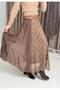 Women's Lined Double Color Chiffon Skirt Brown - 2