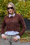 Women's Paneled Shirt Detailed Cropped Sweater Brown - 4