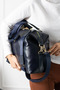 Large Size Navy Blue Soft Leather Women's Hand & Shoulder Bag – Stylish Spacious Bag for Sports, Daily Use, and Short Trips - 3