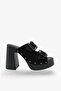 Zoya Women's Genuine Leather Heels Slipper - Black Suede