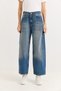 Women's Loose Raw Hem Stylish Jeans Pantalon Blue