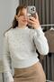 Women's stone detailed soft gray knit sweater - 2