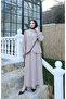 Tassel Detailed Asymmetrical Cut Skirt Suit Stone Hnt8546 - 5