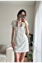 Polka Dot Li Boyun Tie-Detail Mini Designer Dress - 4