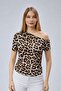 Boat Neck Drape Detailed Short Sleeve Blouse