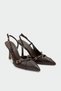 Flamin Buckle Detail Women's Bitter Brown Heeled Shoes - 2